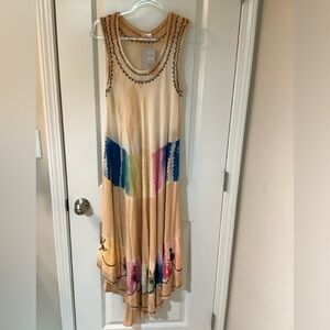 India Boutique Sacred Deeds embroidered tie-dye dress Free size NWT